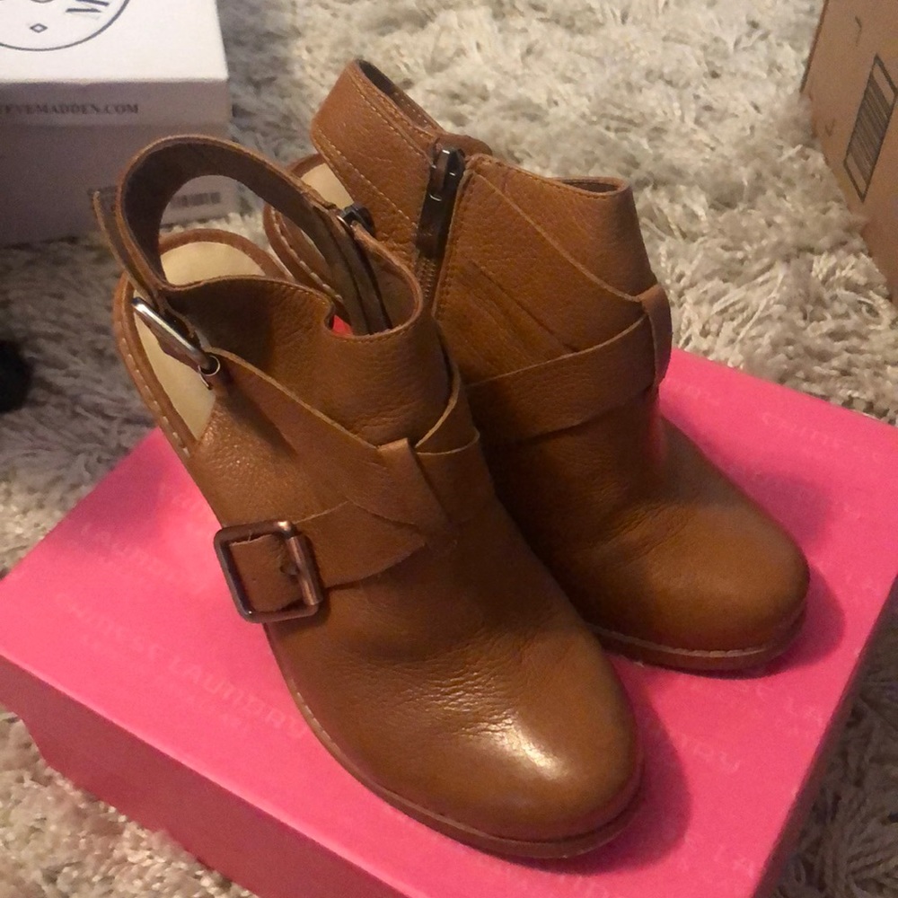 Open Back Booties with Gold Heel